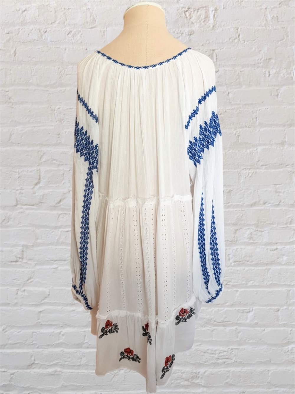 Free People Wild Horses Boho White Embroidered Mini Dress - Picture 3 of 16